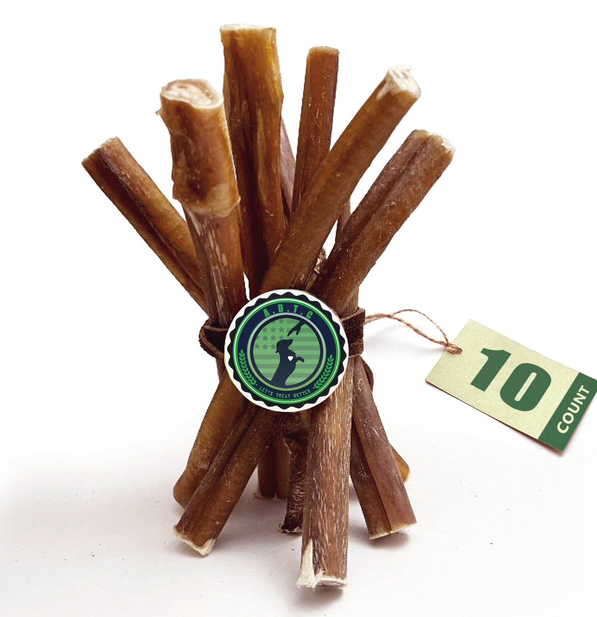 Bully Sticks for Dogs | Natural Long Lasting Pizzle Sticks | Single Ingredient Beef Pizzle | Dog Treats for Aggressive Chewers | 6-Inch Standard Thickness (Pack of 10 - Approximately 7 oz)