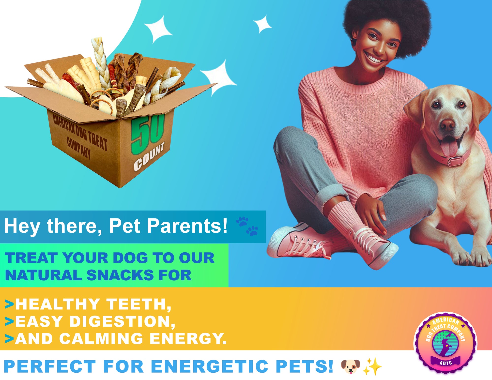 50-Piece Premium Dog Chew Assortment - Natural & Long-Lasting Treats | Includes Beef Ears, Bully Sticks, Collagen Sticks, Trachea Bones & More